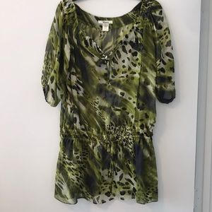 Sheer Green Leopard Tunic